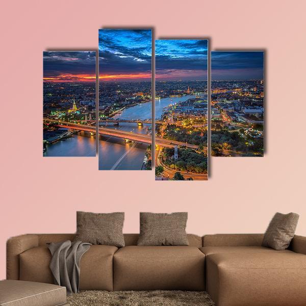 Bangkok Highlight View Canvas Wall Art-4 Pop-Gallery Wrap-50" x 32"-Tiaracle