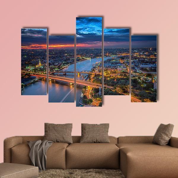 Bangkok Highlight View Canvas Wall Art-5 Pop-Gallery Wrap-47" x 32"-Tiaracle