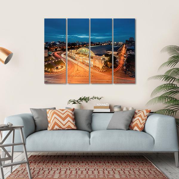 Bangkok Railway Station Canvas Wall Art-4 Horizontal-Gallery Wrap-34" x 24"-Tiaracle