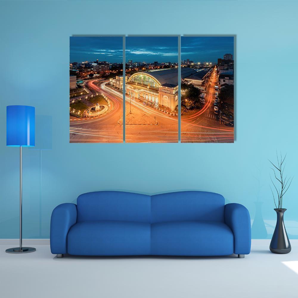 Bangkok Railway Station Canvas Wall Art-3 Horizontal-Gallery Wrap-37" x 24"-Tiaracle