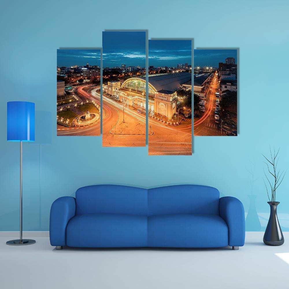 Bangkok Railway Station Canvas Wall Art-4 Pop-Gallery Wrap-50" x 32"-Tiaracle