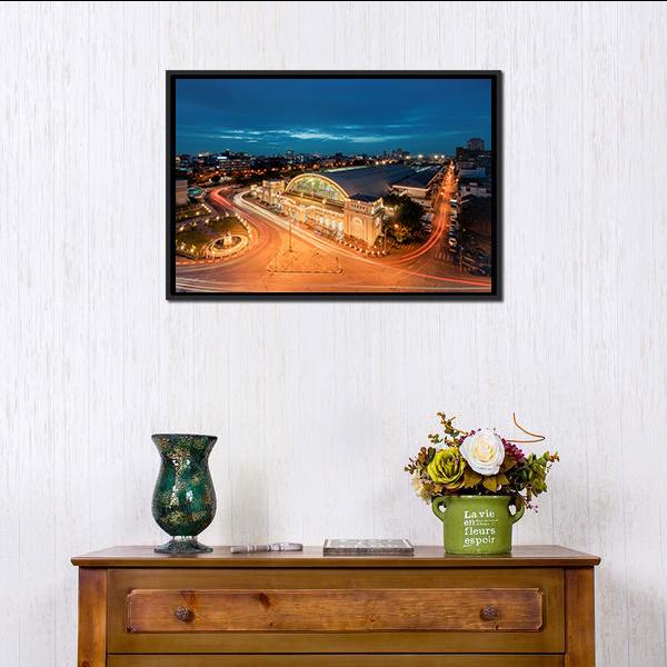 Bangkok Railway Station Canvas Wall Art-1 Piece-Floating Frame-24" x 16"-Tiaracle