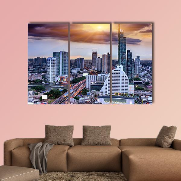 Storm Background On Bangkok Canvas Wall Art-3 Horizontal-Gallery Wrap-25" x 16"-Tiaracle