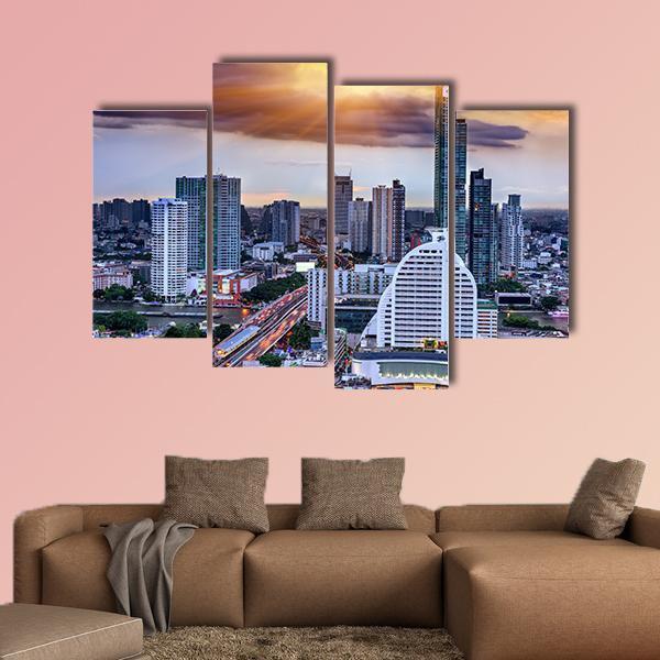 Storm Background On Bangkok Canvas Wall Art-4 Pop-Gallery Wrap-50" x 32"-Tiaracle