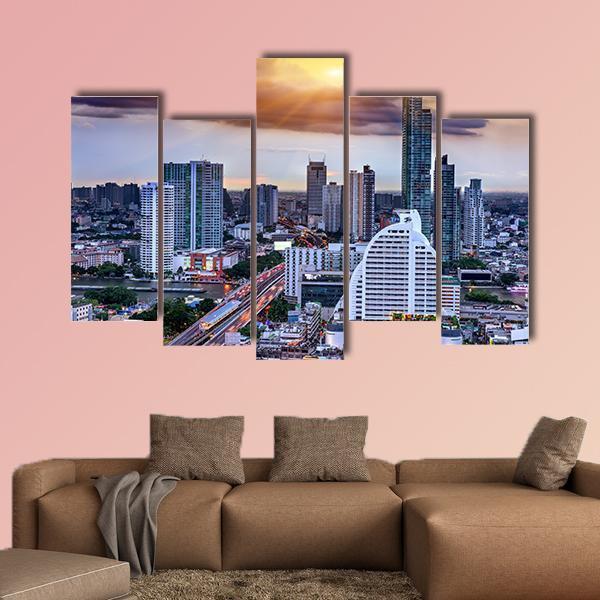 Storm Background On Bangkok Canvas Wall Art-5 Pop-Gallery Wrap-47" x 32"-Tiaracle