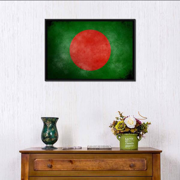 Bangladesh Flag Canvas Wall Art-1 Piece-Floating Frame-24" x 16"-Tiaracle