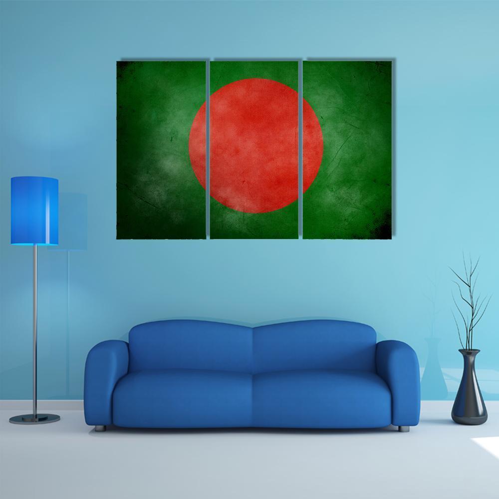 Bangladesh Flag Canvas Wall Art-3 Horizontal-Gallery Wrap-37" x 24"-Tiaracle