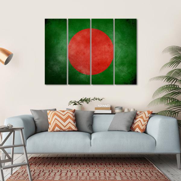 Bangladesh Flag Canvas Wall Art-4 Horizontal-Gallery Wrap-34" x 24"-Tiaracle