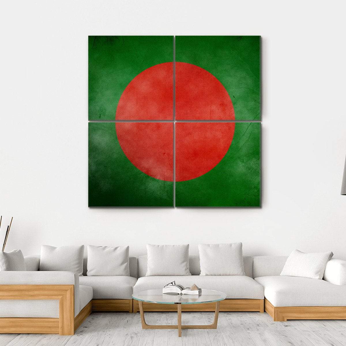 Bangladesh Flag Canvas Wall Art-4 Square-Gallery Wrap-17" x 17"-Tiaracle