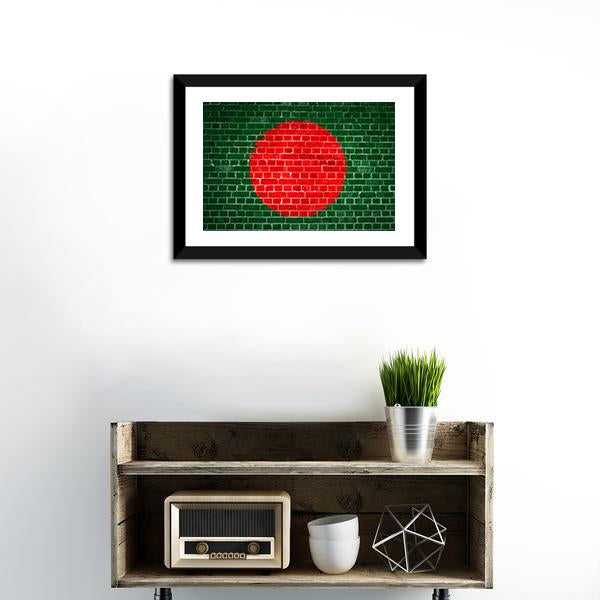 Bangladesh Flag On Brick Wall Canvas Wall Art-1 Piece-Framed Print-20" x 16"-Tiaracle