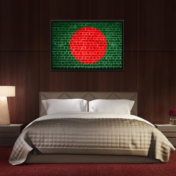 Bangladesh Flag On Brick Wall Canvas Wall Art-3 Horizontal-Gallery Wrap-25" x 16"-Tiaracle