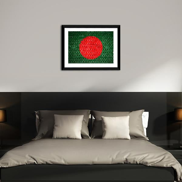 Bangladesh Flag On Brick Wall Canvas Wall Art-3 Horizontal-Gallery Wrap-25" x 16"-Tiaracle