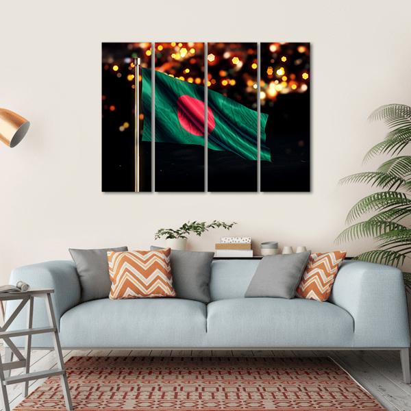 Bangladesh National Flag Canvas Wall Art-4 Horizontal-Gallery Wrap-34" x 24"-Tiaracle