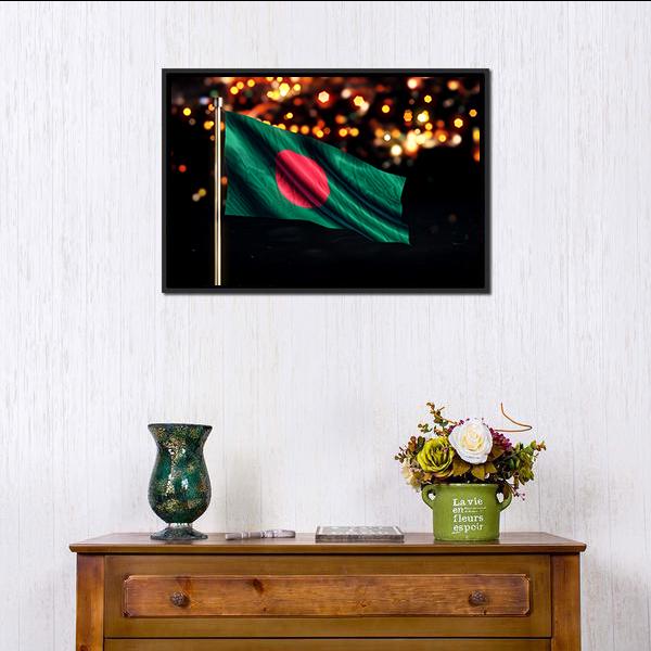 Bangladesh National Flag Panoramic Canvas Wall Art-1 Piece-36" x 12"-Tiaracle