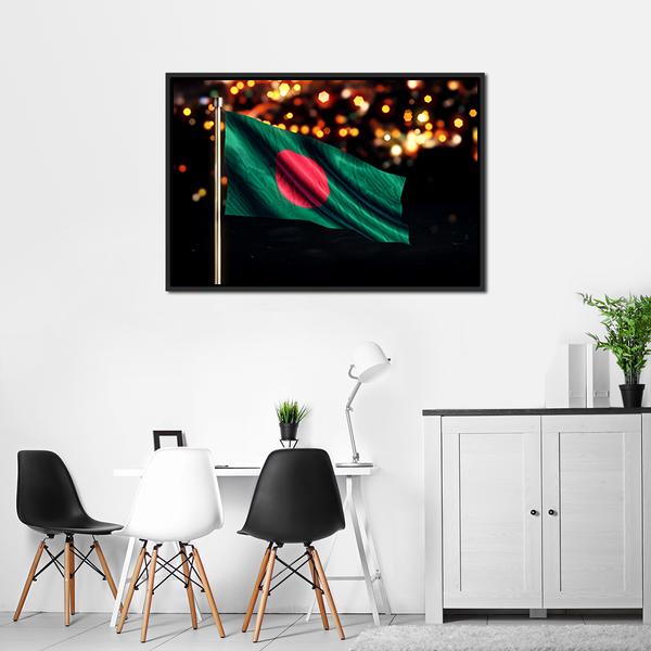 Bangladesh National Flag Panoramic Canvas Wall Art-1 Piece-36" x 12"-Tiaracle