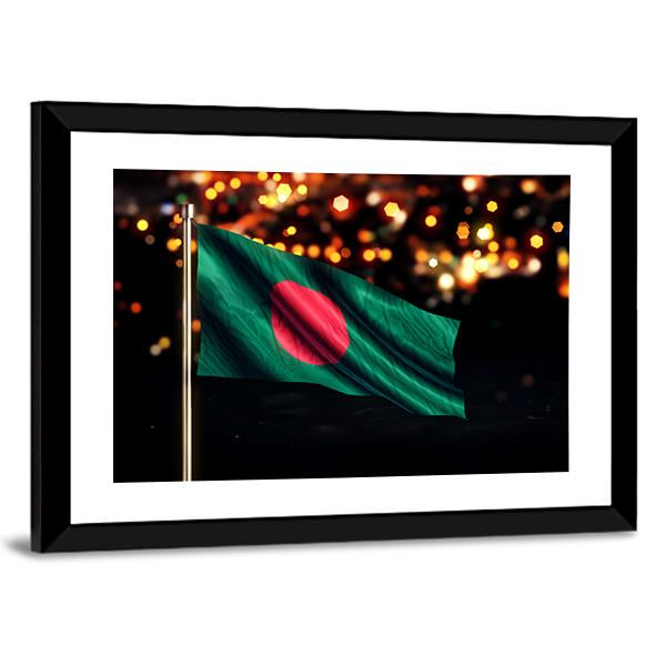 Bangladesh National Flag Panoramic Canvas Wall Art-1 Piece-36" x 12"-Tiaracle