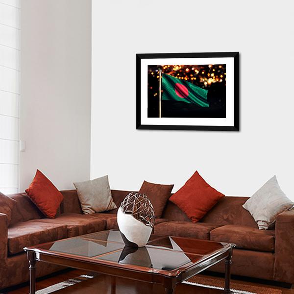Bangladesh National Flag Panoramic Canvas Wall Art-1 Piece-36" x 12"-Tiaracle