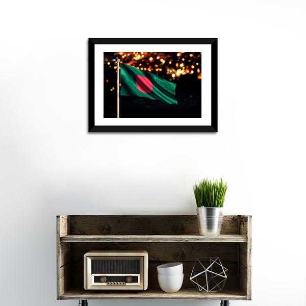 Bangladesh National Flag Panoramic Canvas Wall Art-1 Piece-36" x 12"-Tiaracle