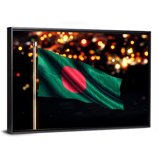 Bangladesh National Flag Panoramic Canvas Wall Art-1 Piece-36" x 12"-Tiaracle