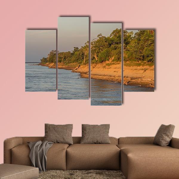 Bank Of The Amazon River Canvas Wall Art-4 Pop-Gallery Wrap-50" x 32"-Tiaracle