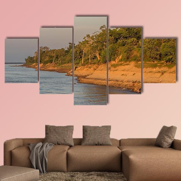 Bank Of The Amazon River Canvas Wall Art-5 Star-Gallery Wrap-62" x 32"-Tiaracle