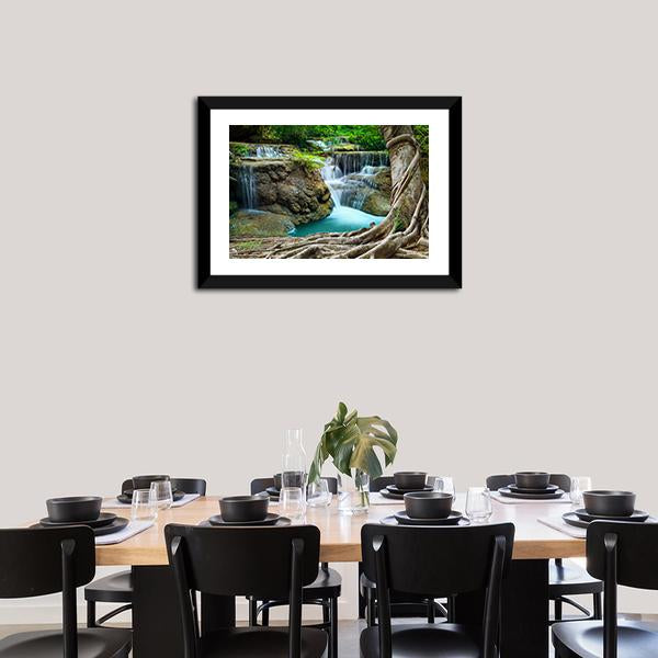 Limestone Waterfalls Canvas Wall Art-3 Horizontal-Gallery Wrap-25" x 16"-Tiaracle