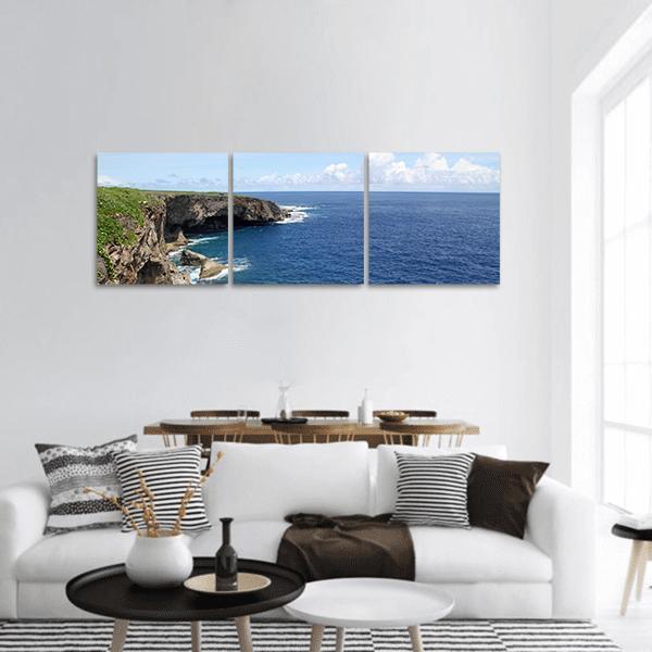 Banzai Cliff Saipan Panoramic Canvas Wall Art-3 Piece-25" x 08"-Tiaracle