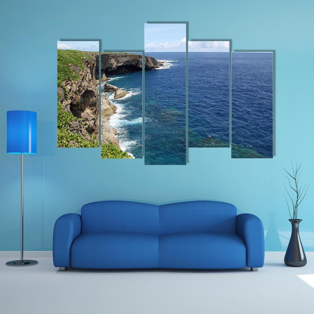 Banzai Cliff Saipan Canvas Wall Art-5 Pop-Gallery Wrap-47" x 32"-Tiaracle