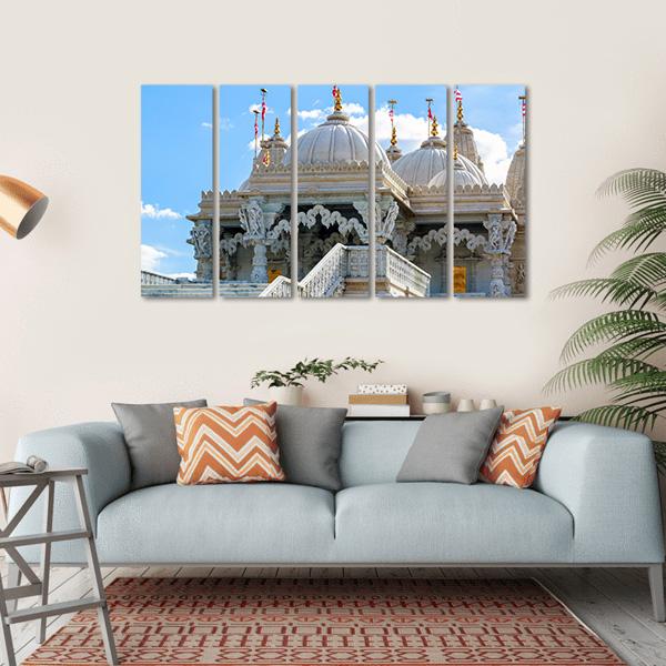 Shri Swaminarayan Mandir London Canvas Wall Art-5 Horizontal-Gallery Wrap-22" x 12"-Tiaracle