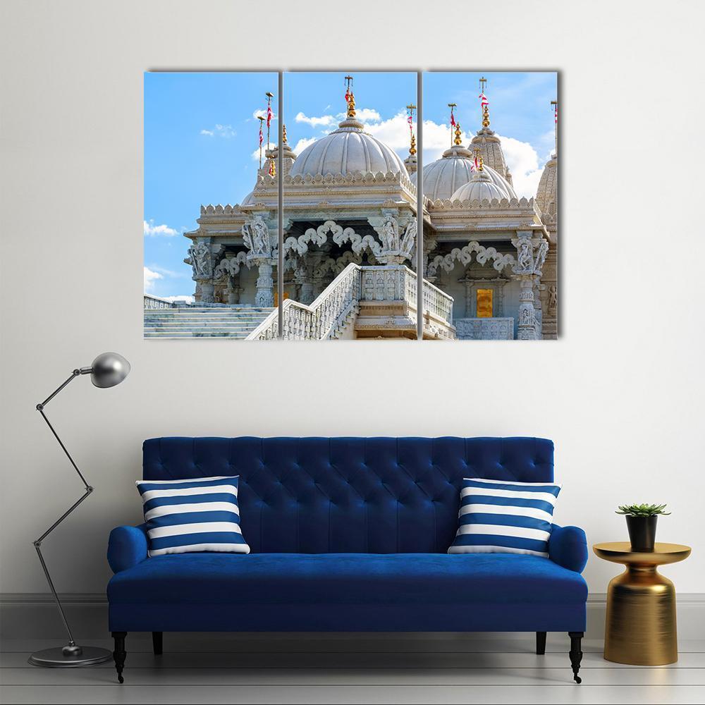 Shri Swaminarayan Mandir London Canvas Wall Art-3 Horizontal-Gallery Wrap-37" x 24"-Tiaracle