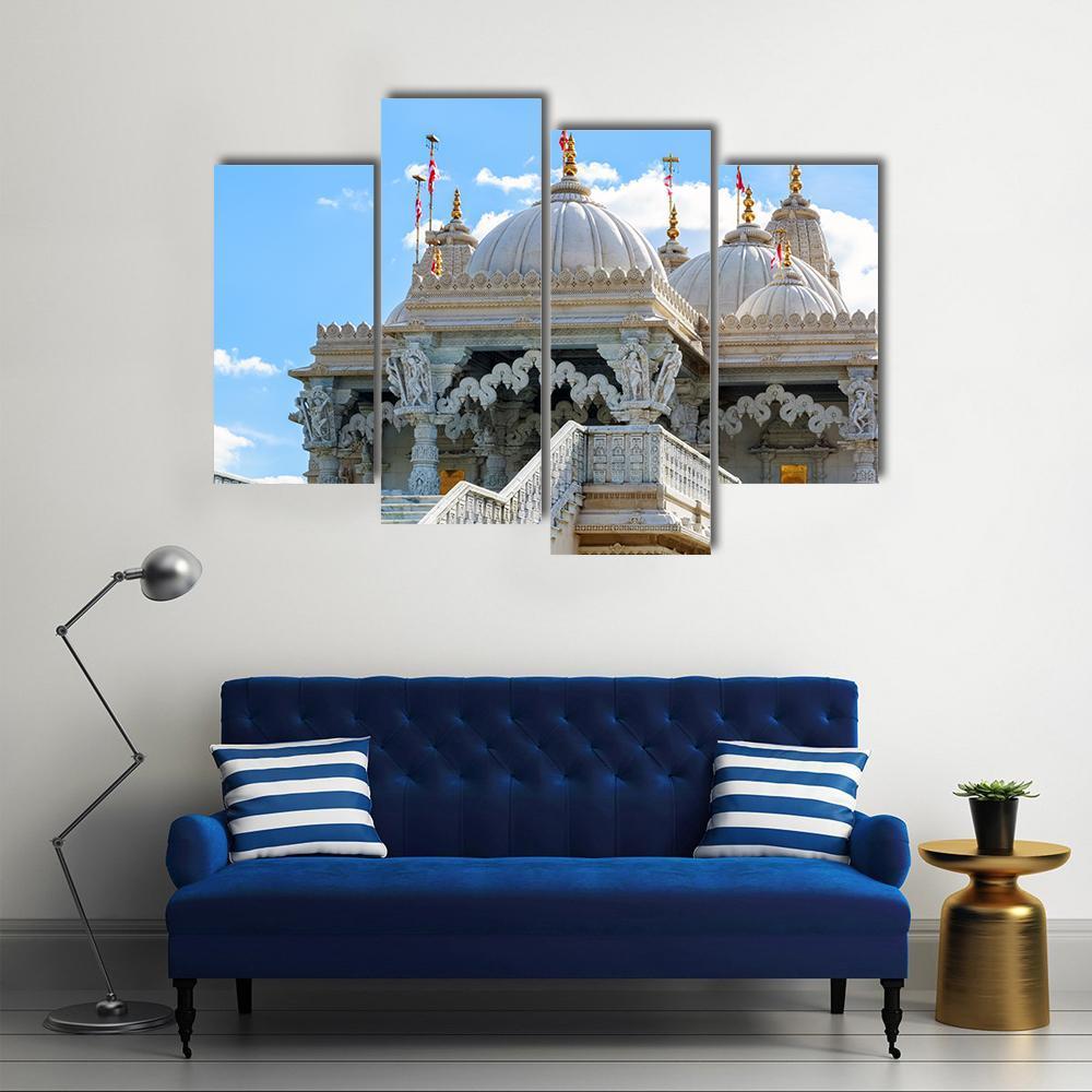Shri Swaminarayan Mandir London Canvas Wall Art-4 Pop-Gallery Wrap-50" x 32"-Tiaracle