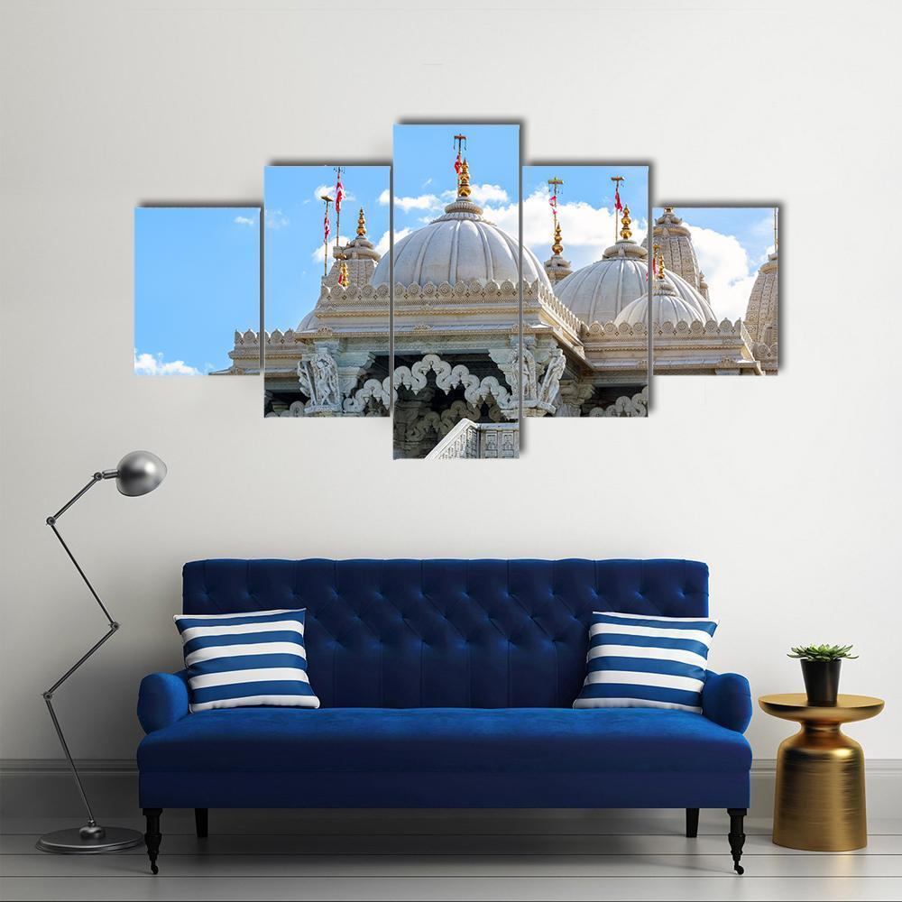 Shri Swaminarayan Mandir London Canvas Wall Art-5 Star-Gallery Wrap-62" x 32"-Tiaracle