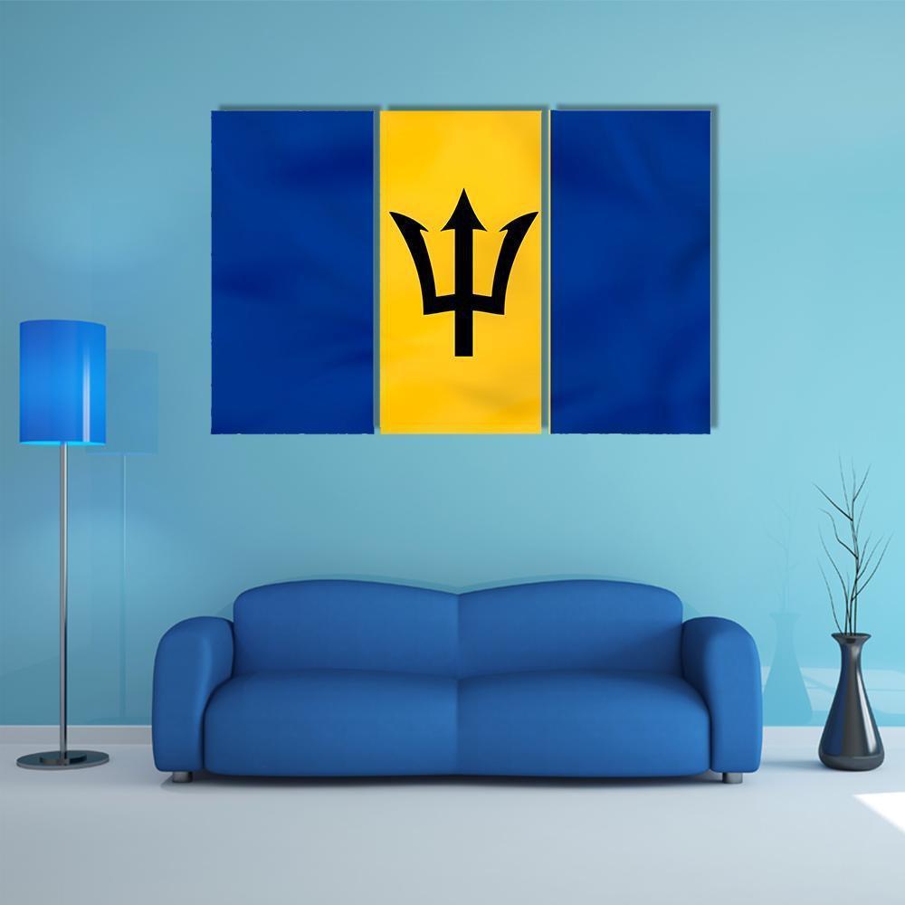 Barbados Flag Canvas Wall Art-5 Star-Gallery Wrap-62" x 32"-Tiaracle