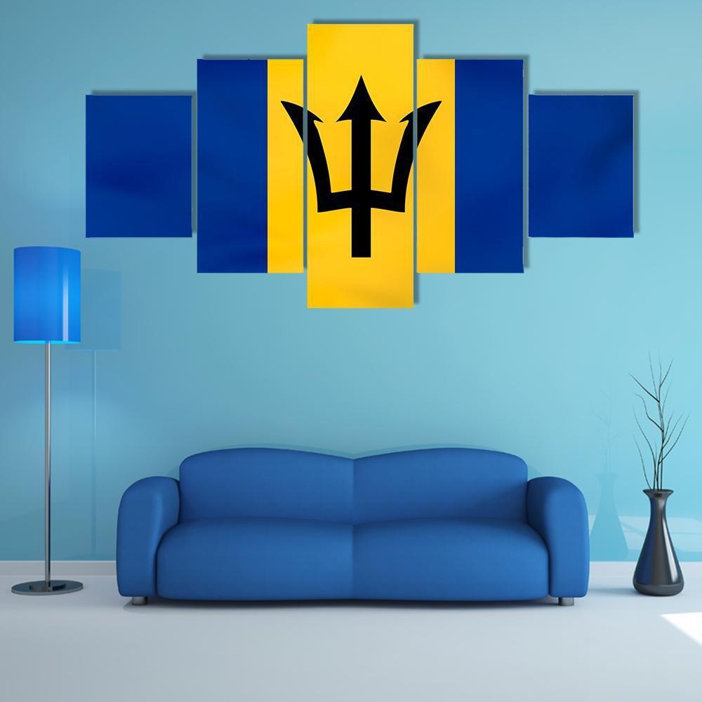 Barbados Flag Canvas Wall Art-5 Star-Gallery Wrap-62" x 32"-Tiaracle