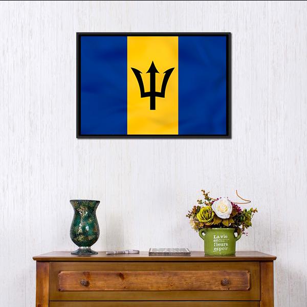 Barbados Flag Canvas Wall Art-1 Piece-Floating Frame-24" x 16"-Tiaracle