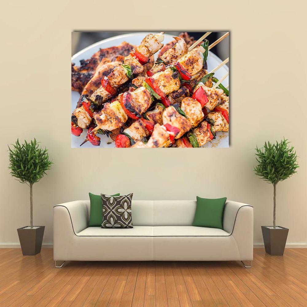 Barbeque Chicken Canvas Wall Art-4 Horizontal-Gallery Wrap-34" x 24"-Tiaracle