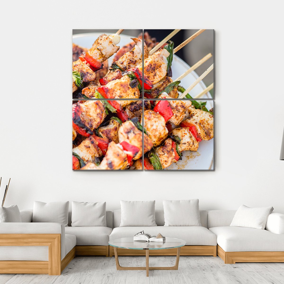 Barbeque Chicken Canvas Wall Art-4 Square-Gallery Wrap-17" x 17"-Tiaracle