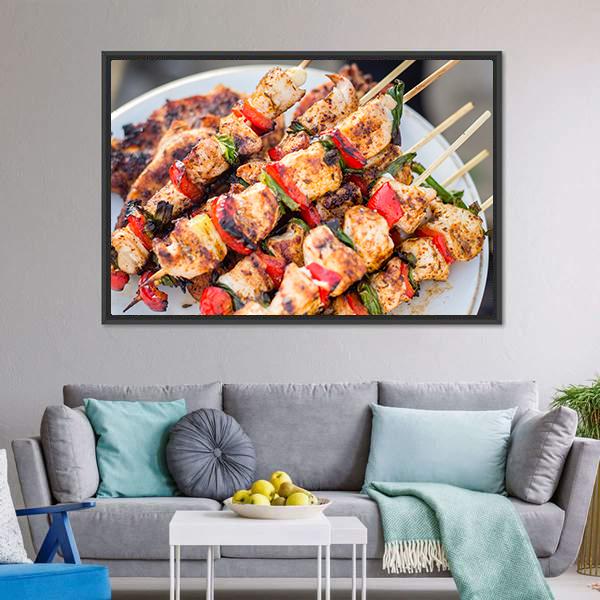 Barbeque Chicken Canvas Wall Art-5 Horizontal-Gallery Wrap-22" x 12"-Tiaracle