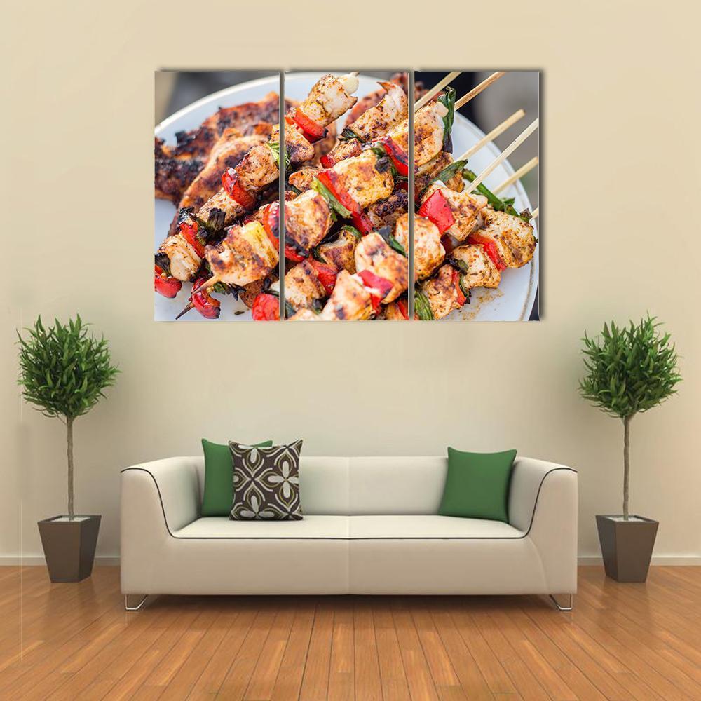 Barbeque Chicken Canvas Wall Art-3 Horizontal-Gallery Wrap-37" x 24"-Tiaracle