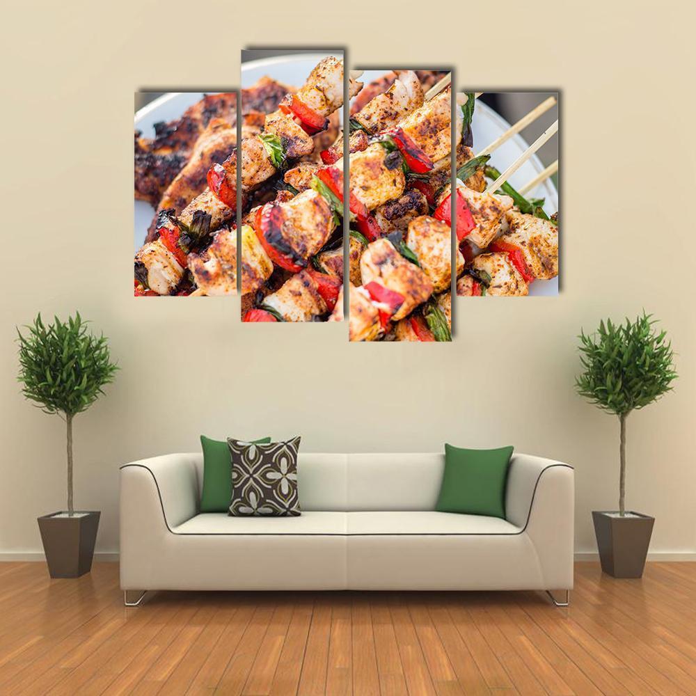 Barbeque Chicken Canvas Wall Art-4 Pop-Gallery Wrap-50" x 32"-Tiaracle