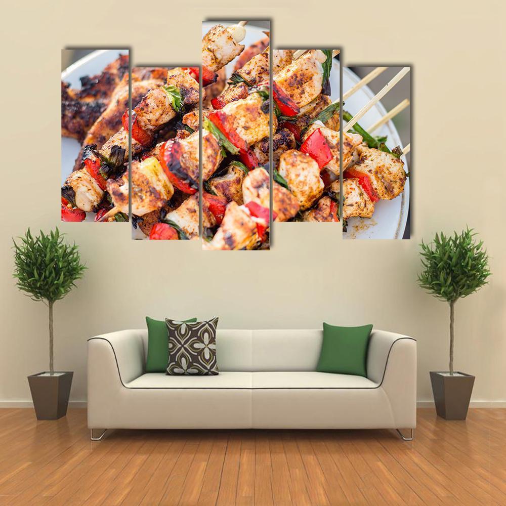Barbeque Chicken Canvas Wall Art-5 Pop-Gallery Wrap-47" x 32"-Tiaracle
