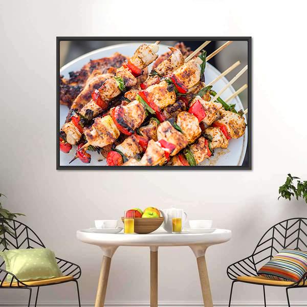 Barbeque Chicken Canvas Wall Art-1 Piece-Floating Frame-24" x 16"-Tiaracle