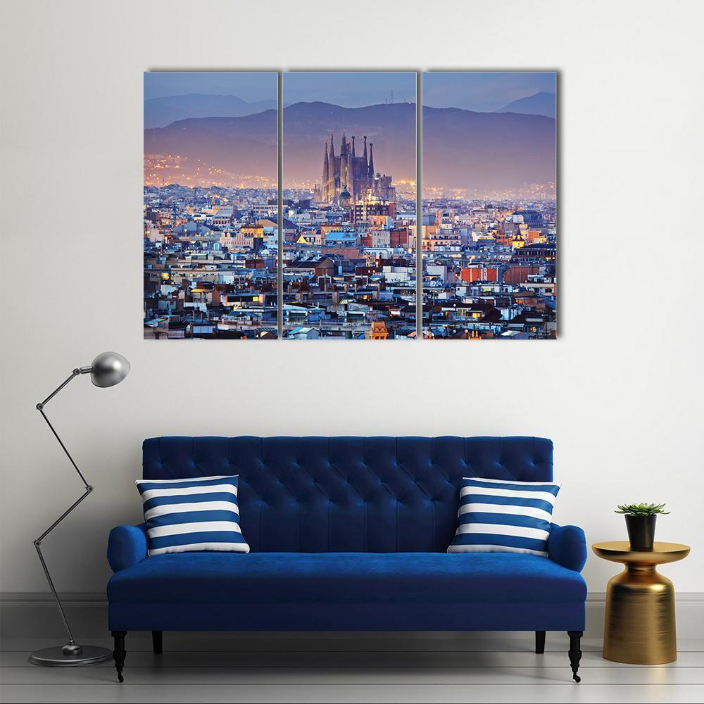 Barcelona Spain Canvas Wall Art-3 Horizontal-Gallery Wrap-37" x 24"-Tiaracle
