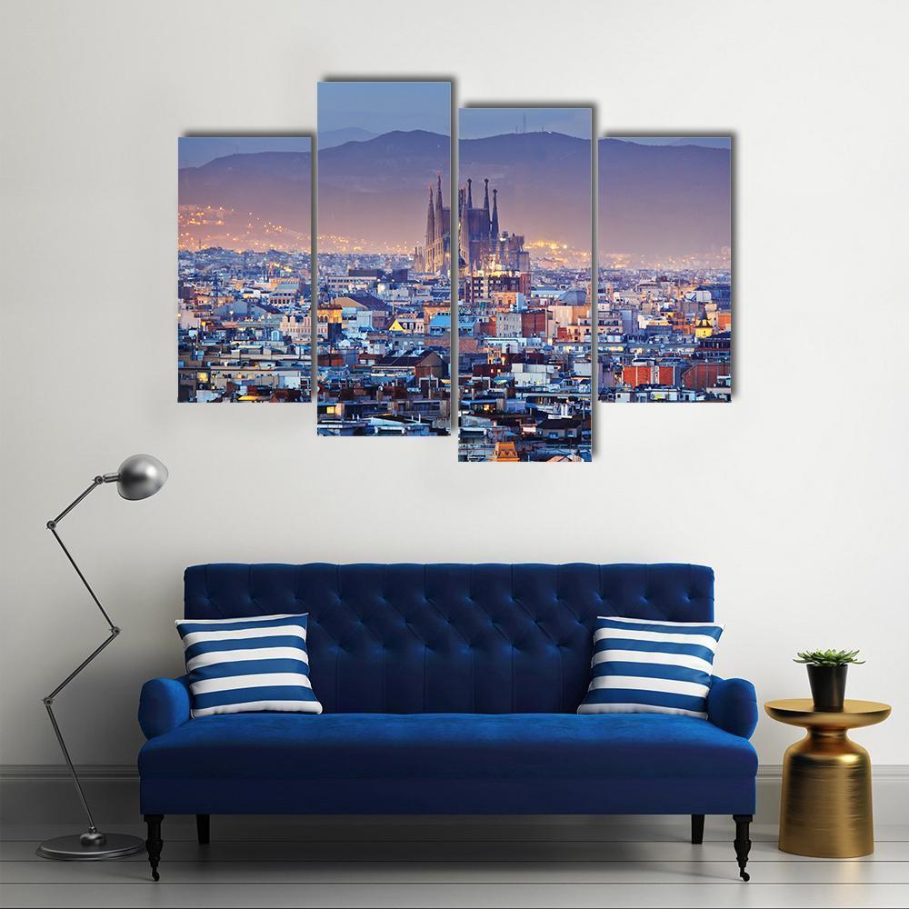 Barcelona Spain Canvas Wall Art-4 Pop-Gallery Wrap-50" x 32"-Tiaracle