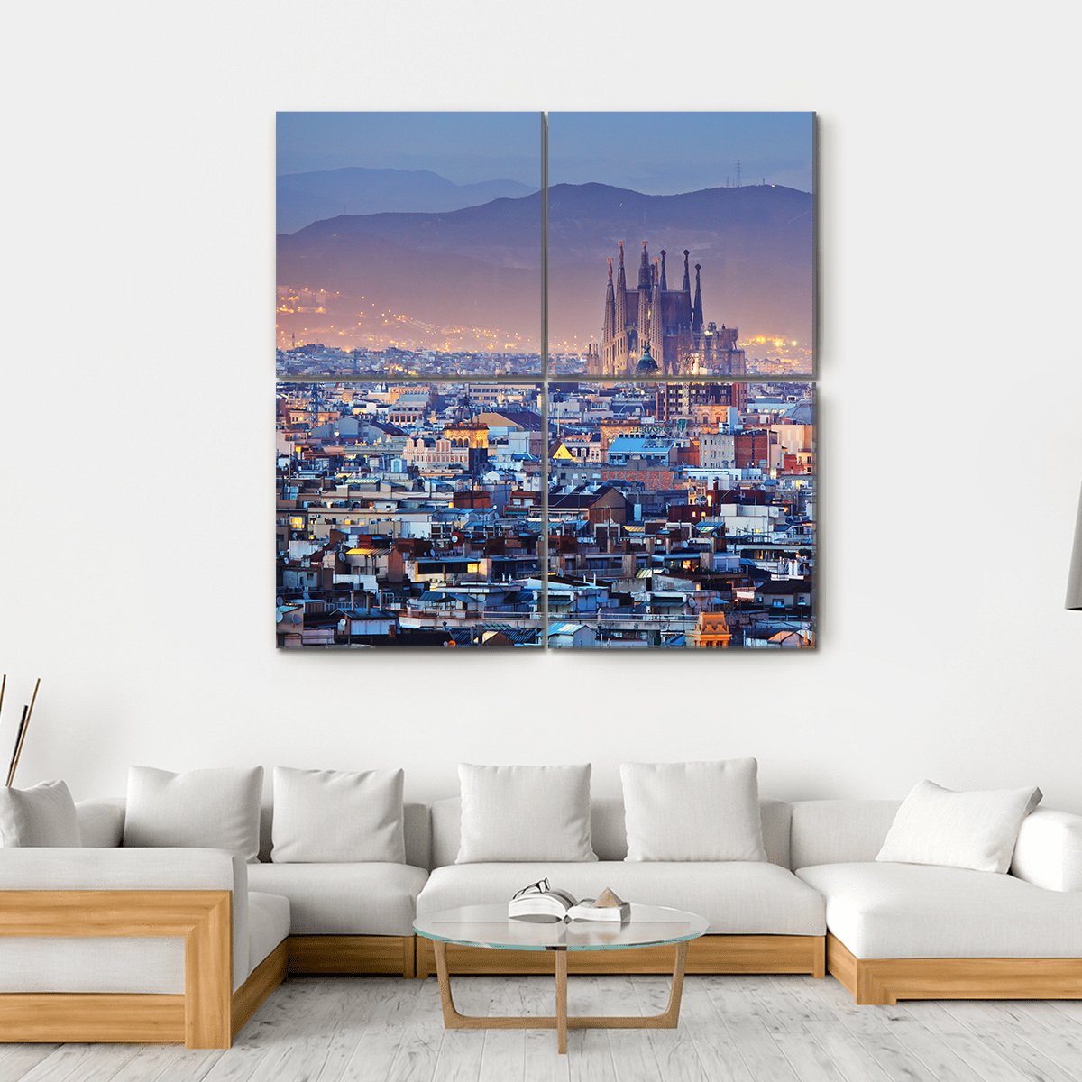 Barcelona Spain Canvas Wall Art-4 Square-Gallery Wrap-17" x 17"-Tiaracle