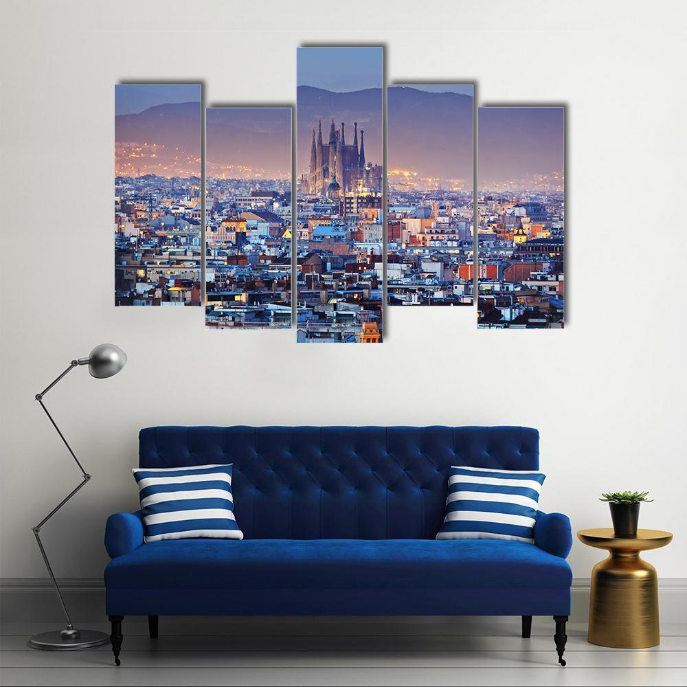 Barcelona Spain Canvas Wall Art-5 Pop-Gallery Wrap-47" x 32"-Tiaracle