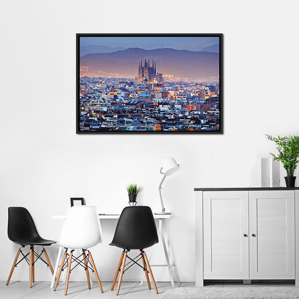 Barcelona Spain Canvas Wall Art-1 Piece-Floating Frame-24" x 16"-Tiaracle