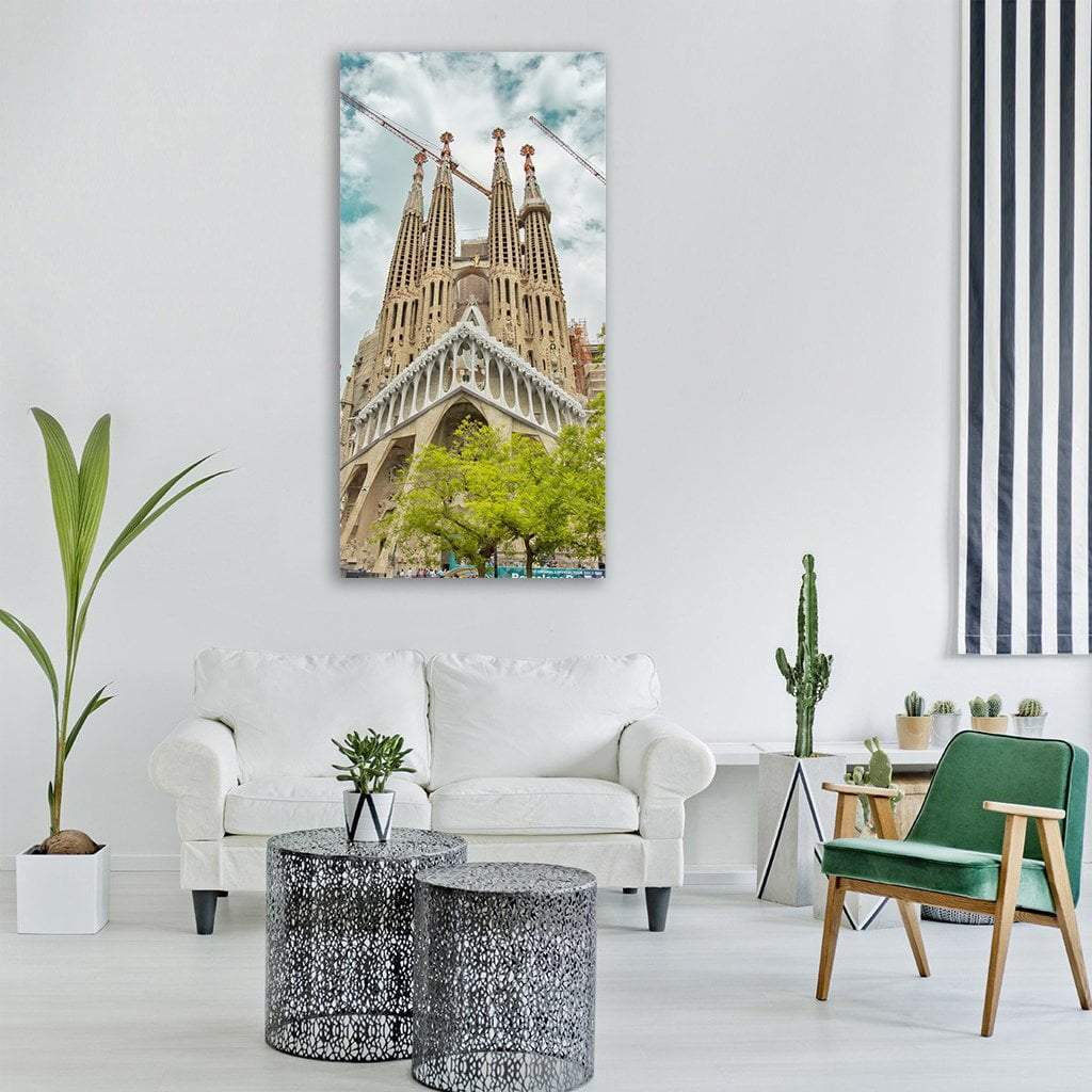 Barcelona Gaudì Cathedral Spain Vertical Canvas Wall Art-1 Vertical-Gallery Wrap-12" x 24"-Tiaracle