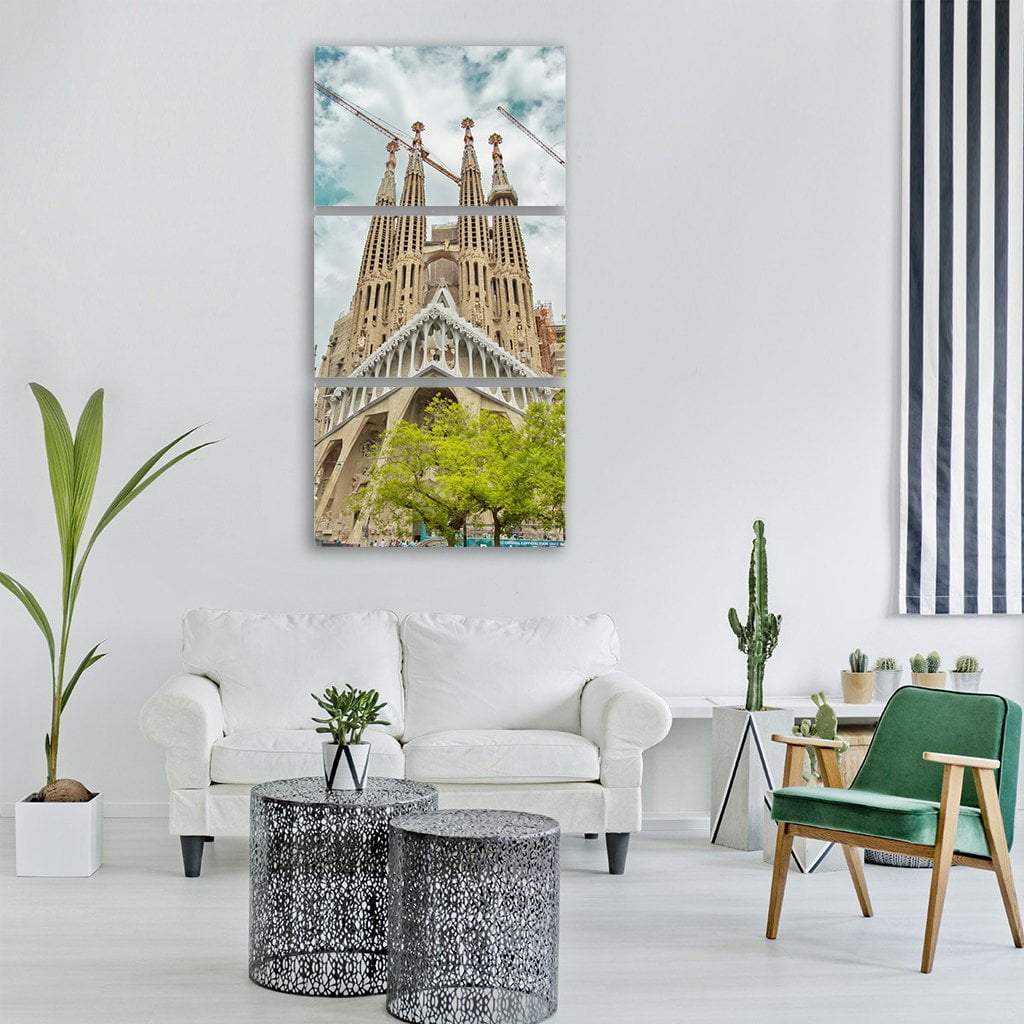 Barcelona Gaudì Cathedral Spain Vertical Canvas Wall Art-3 Vertical-Gallery Wrap-12" x 25"-Tiaracle