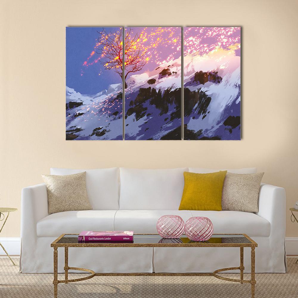 Bare Tree In Winter Canvas Wall Art-3 Horizontal-Gallery Wrap-37" x 24"-Tiaracle